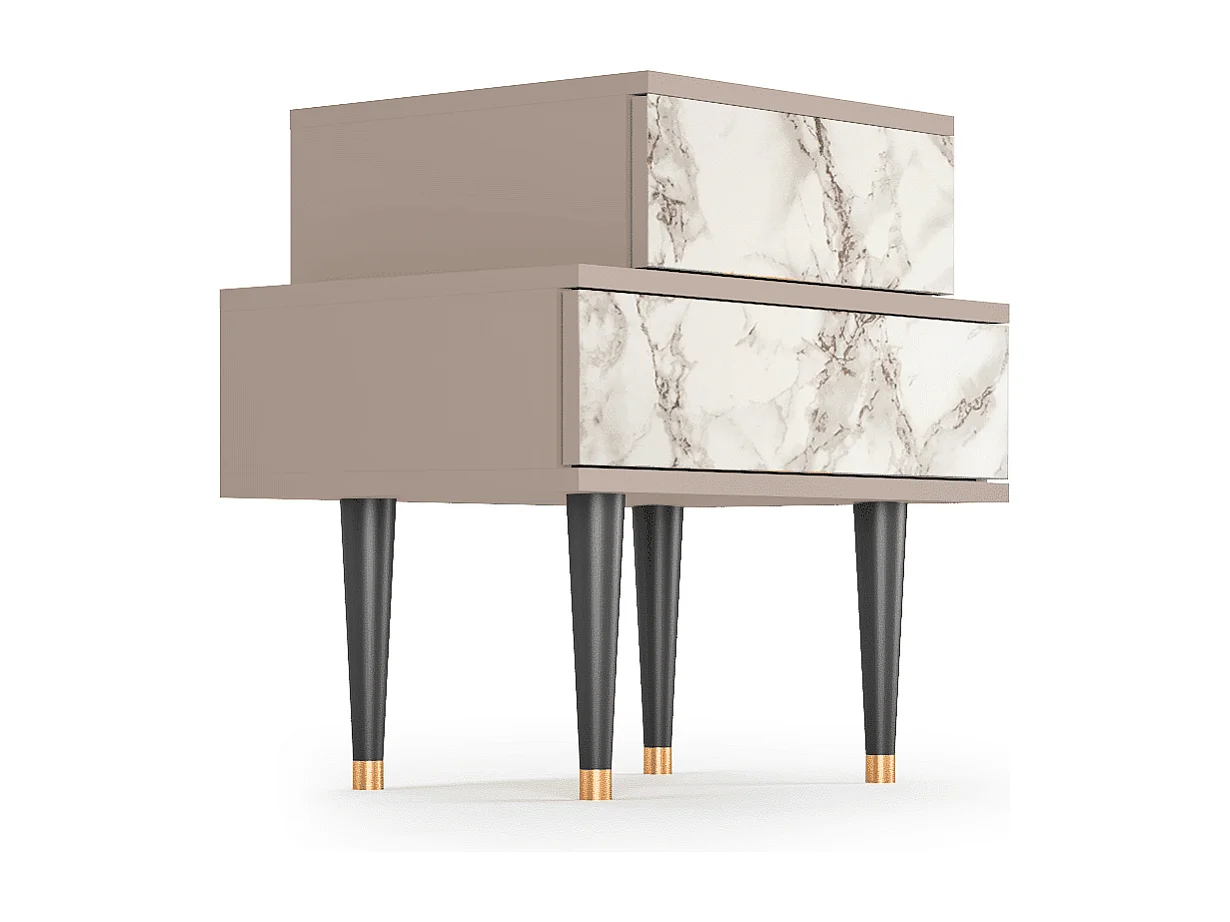 Stolik nocny - 58х58х41 cm - NS1 - Milk Marble, Latte