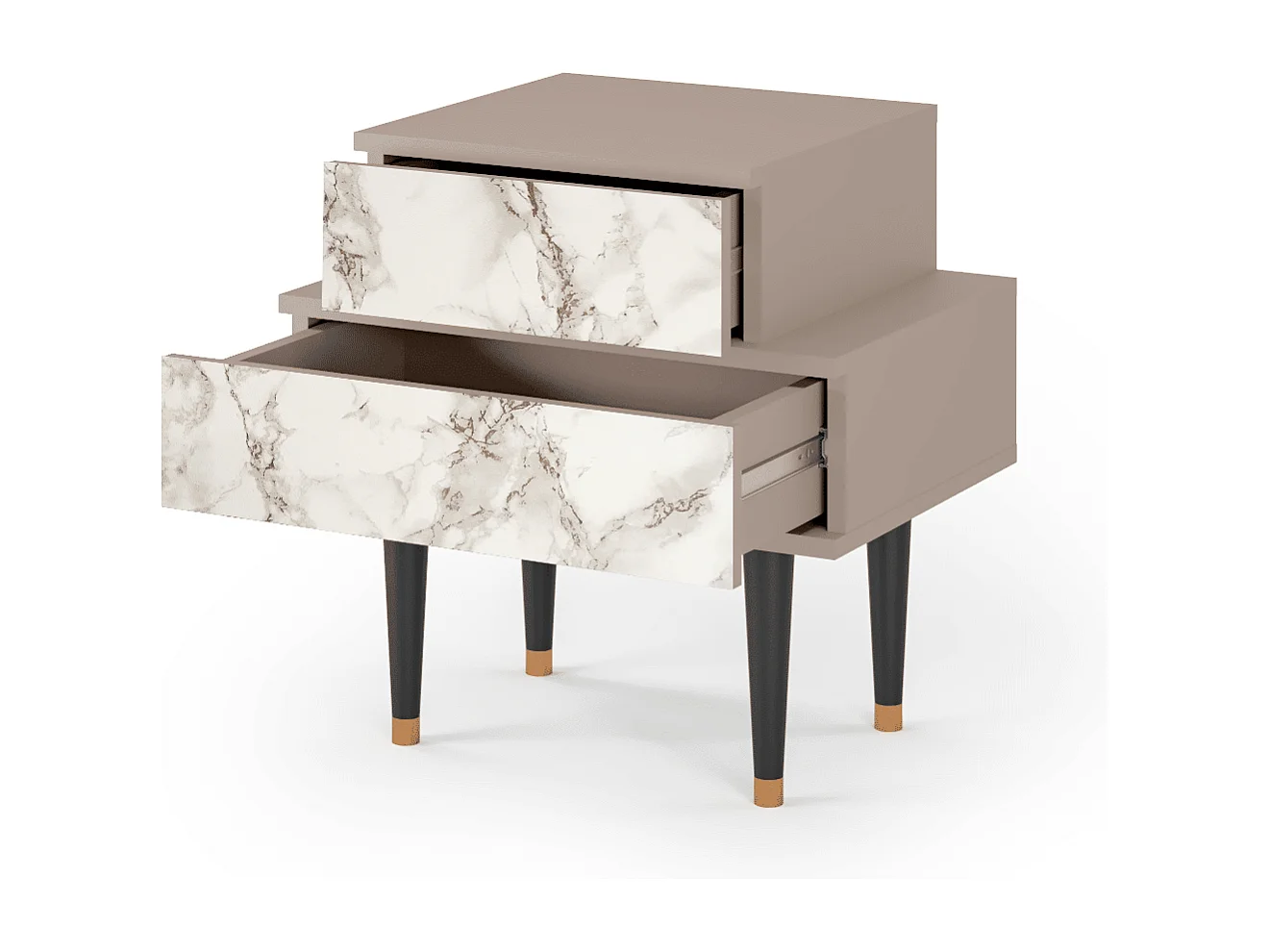 Stolik nocny - 58х58х41 cm - NS1 - Milk Marble, Latte