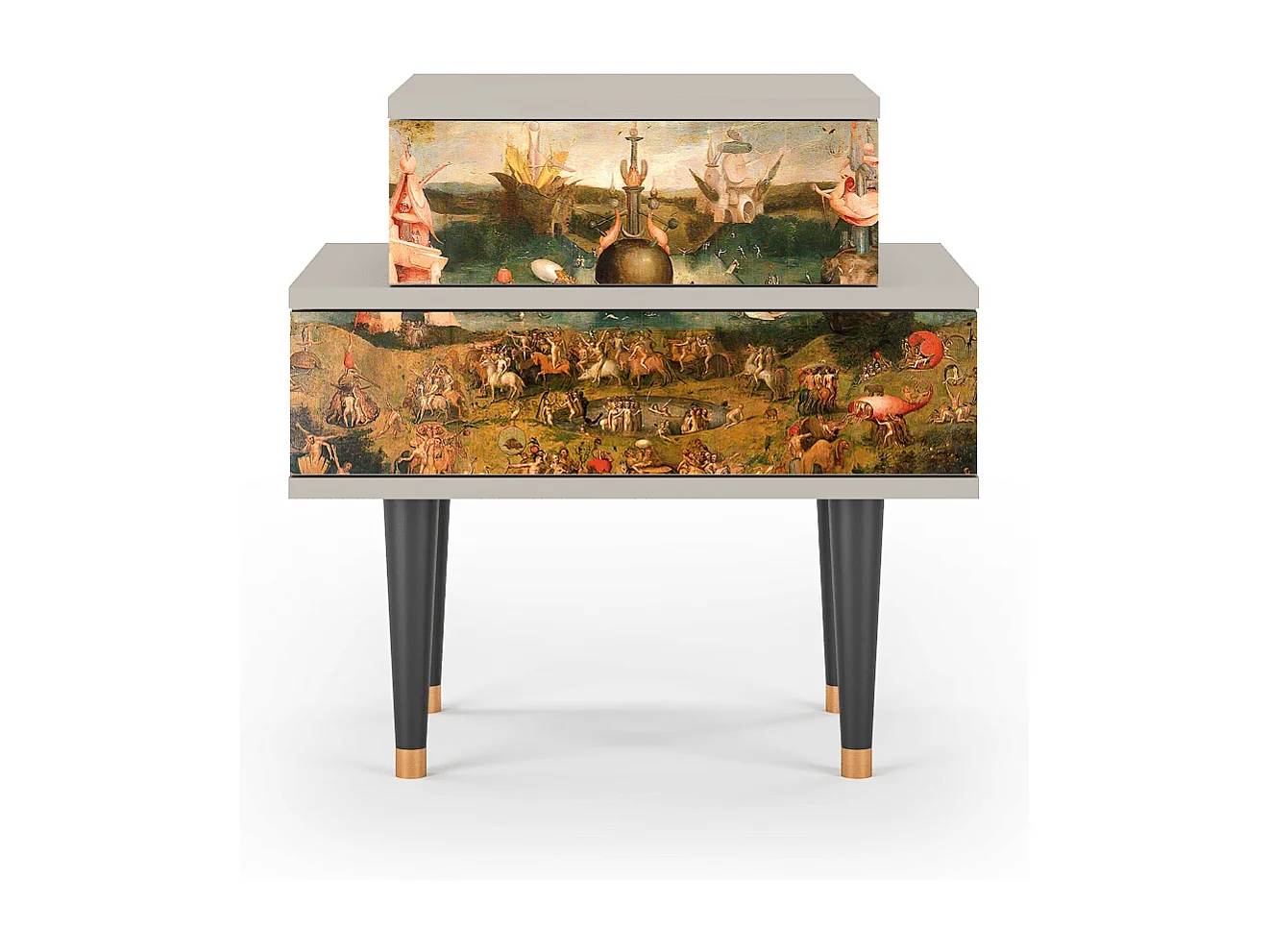 Stolik nocny - 58х58х41 cm - NS1 - Garden of Delights , Piaskowy