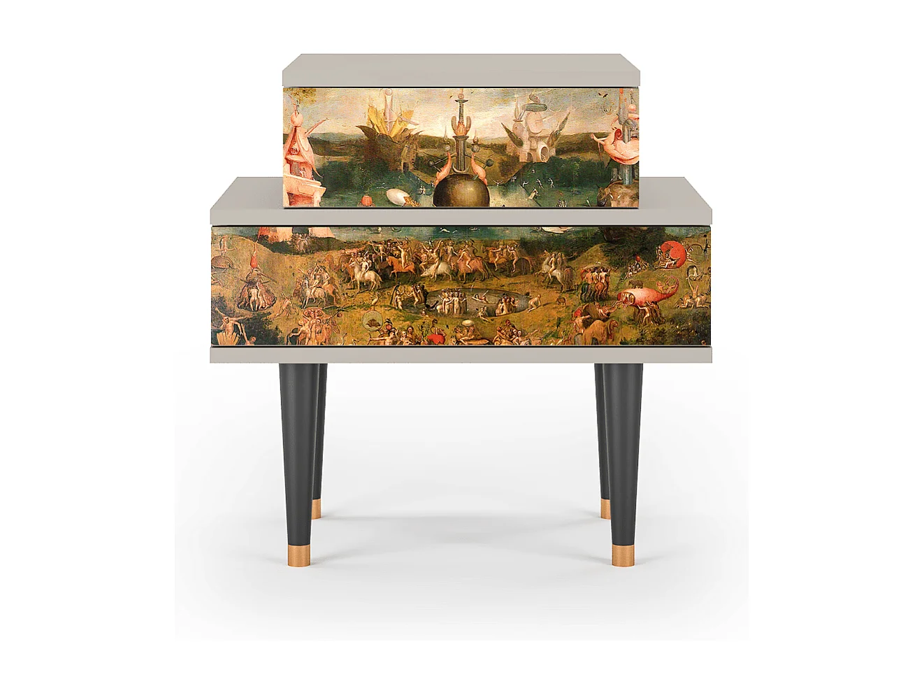 Stolik nocny - 58х58х41 cm - NS1 - Garden of Delights , Piaskowy