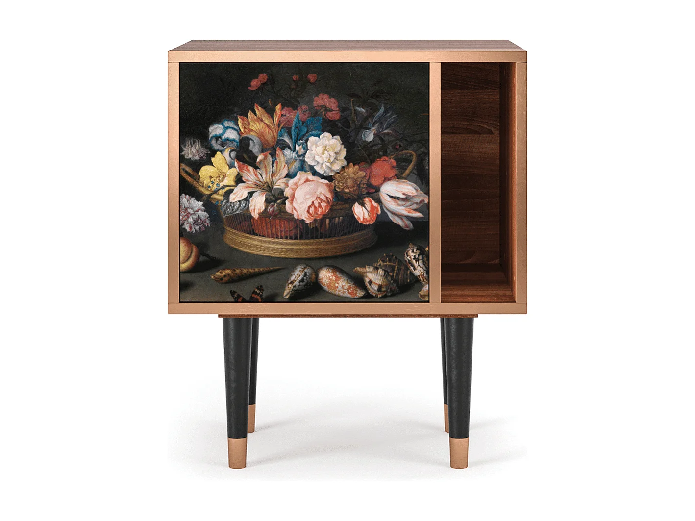 Nachttisch - 57х69х48 cm - S2 - Still Life with Flowers, Walnuss