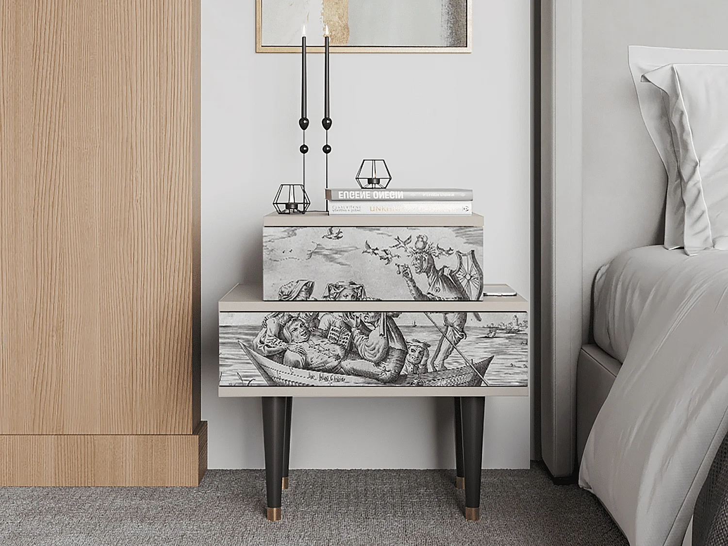 Criado-mudo - 58х58х41 cm - NS1 - Blau Schuyte, Areia