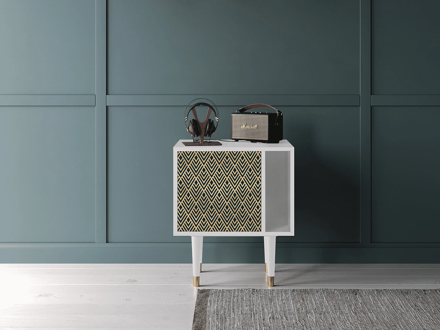 Nachttisch - 57х69х48 cm - S2 - Egypt Triangles, Weiß