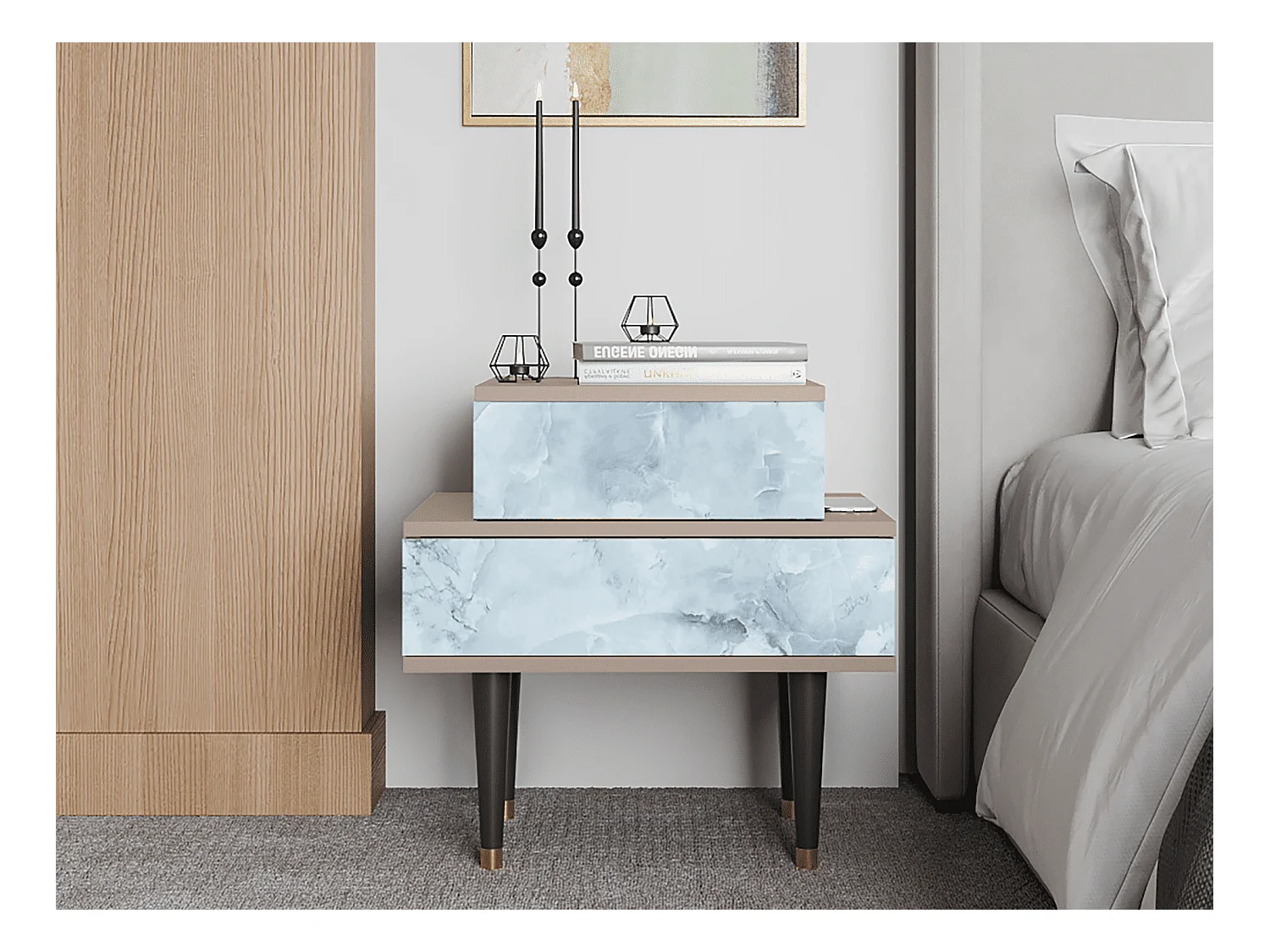 Table de nuit - 58х58х41 cm - NS1 - Glacial Colour, Latte