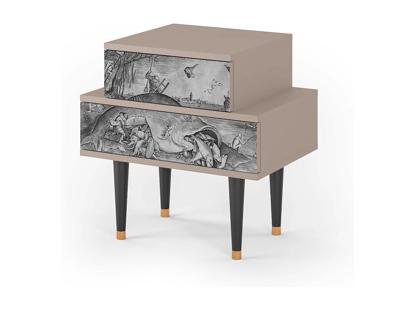 Comodino - 58х58х41 cm - NS1 - Big Fish Eat Little, Latte