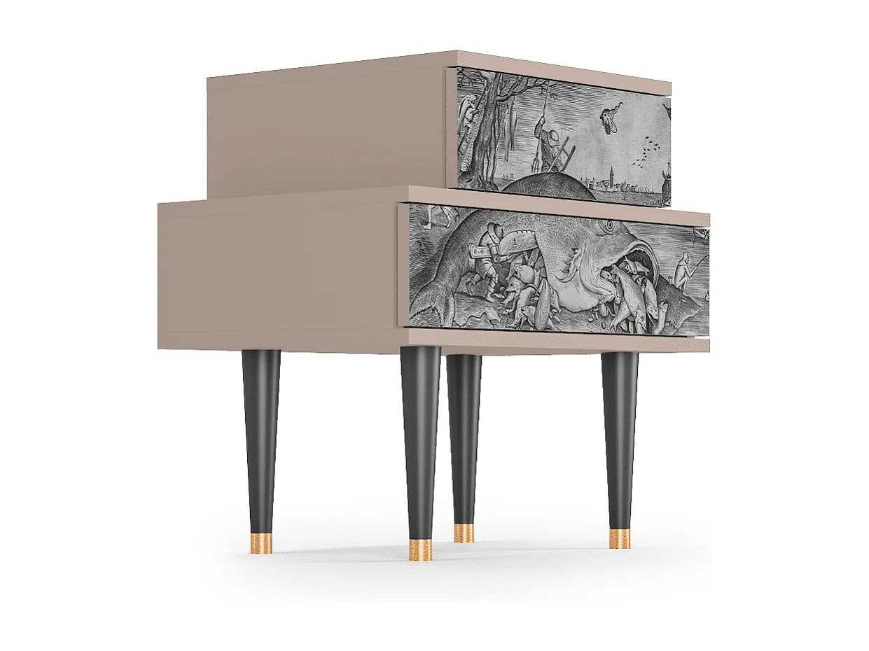 Comodino - 58х58х41 cm - NS1 - Big Fish Eat Little, Latte