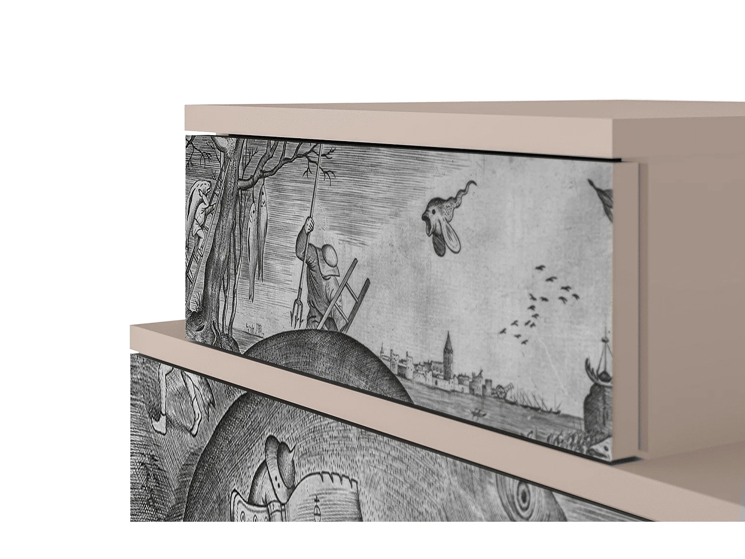 Comodino - 58х58х41 cm - NS1 - Big Fish Eat Little, Latte