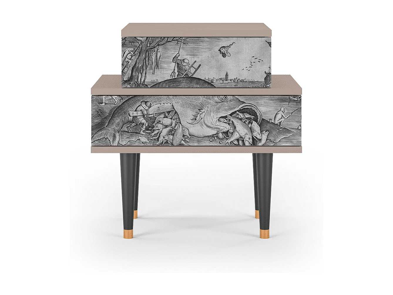 Stolik nocny - 58х58х41 cm - NS1 - Big Fish Eat Little, Latte