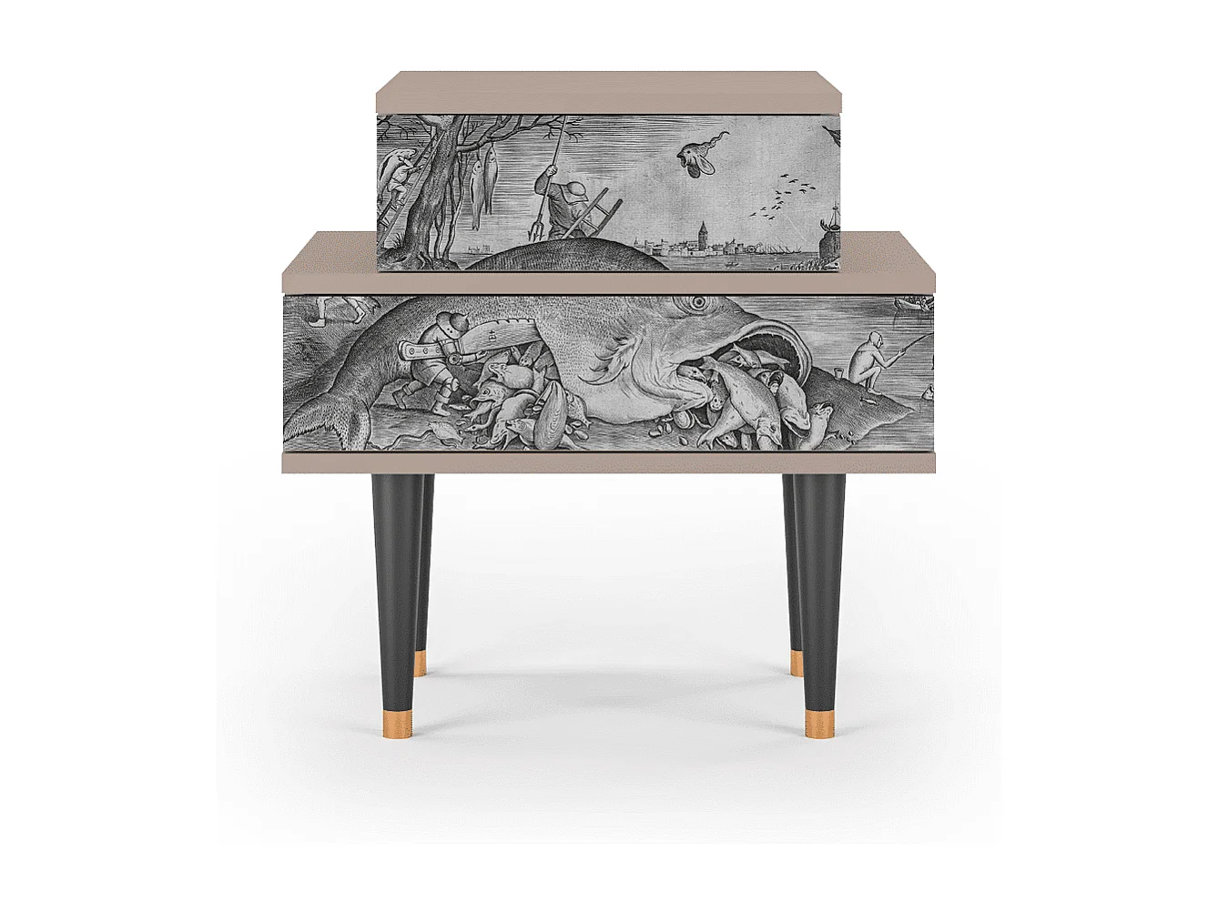 Table de nuit - 58х58х41 cm - NS1 - Big Fish Eat Little, Latte