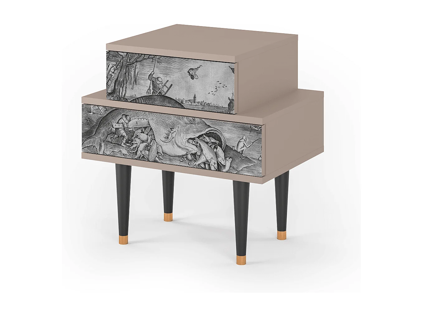 Table de nuit - 58х58х41 cm - NS1 - Big Fish Eat Little, Latte