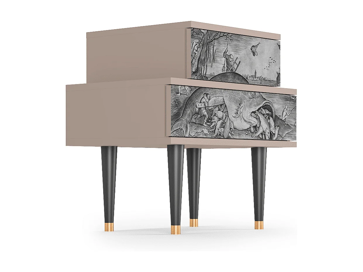 Table de nuit - 58х58х41 cm - NS1 - Big Fish Eat Little, Latte