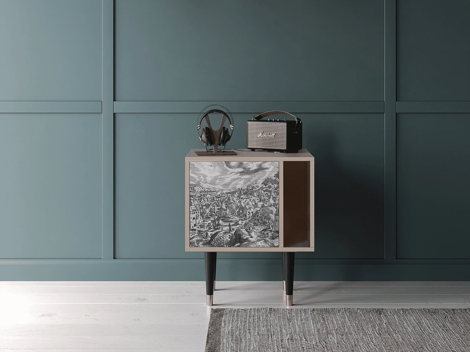 Table de nuit - 57х69х48 cm - S2 - Bird Dropping, Latte