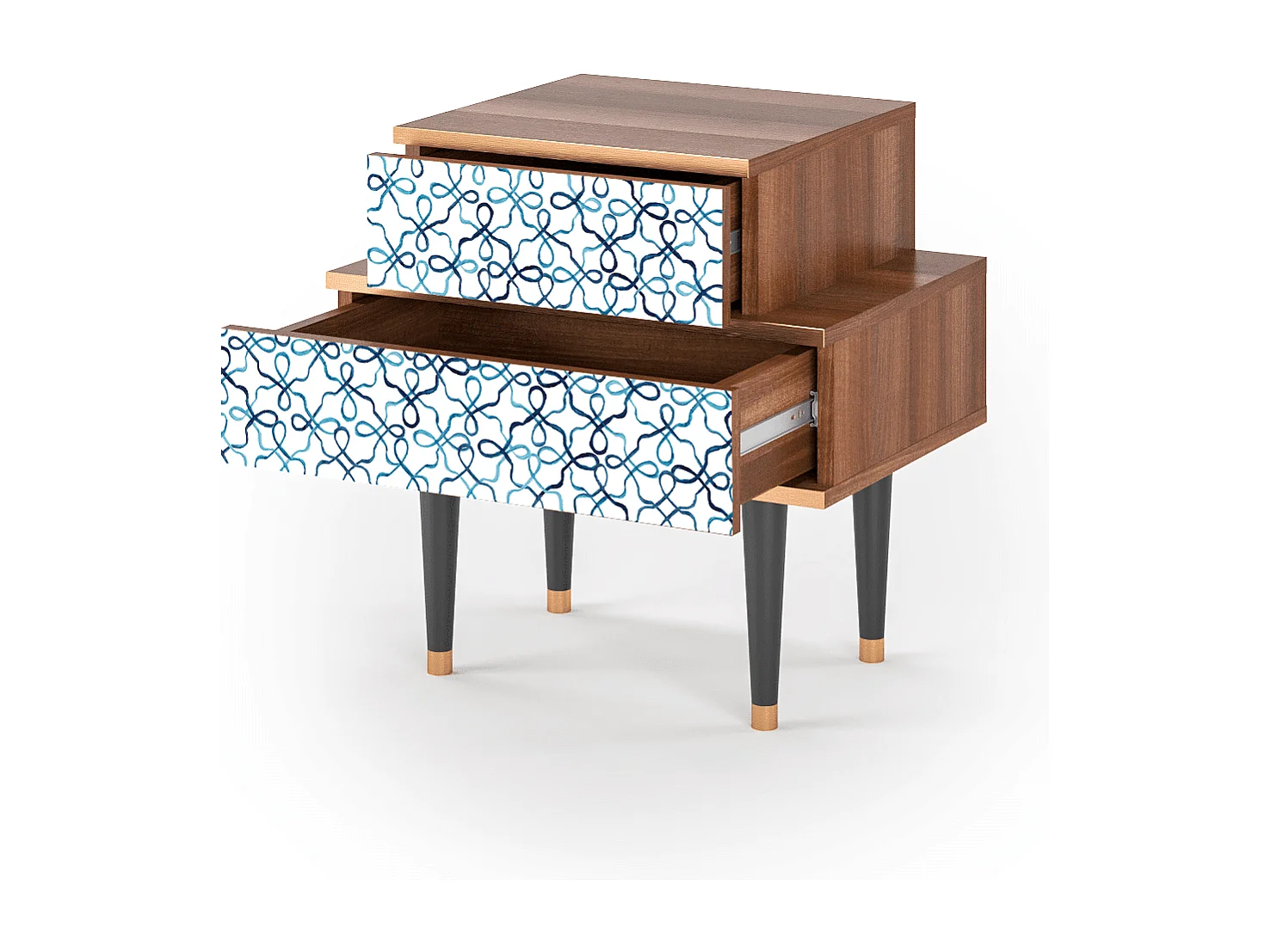 Table de nuit - 58х58х41 cm - NS1 - Marine Strings, Noyer