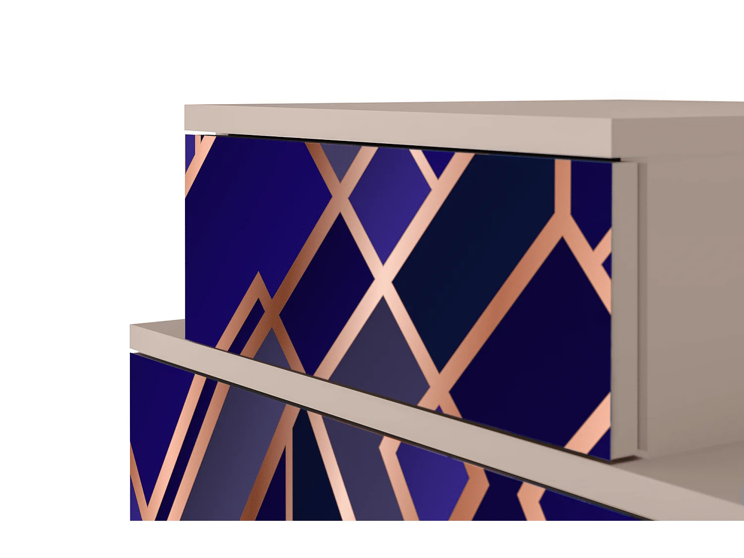 Mesita de noche - 58х58х41 cm - NS1 - Aquamarine Getsby, Latte