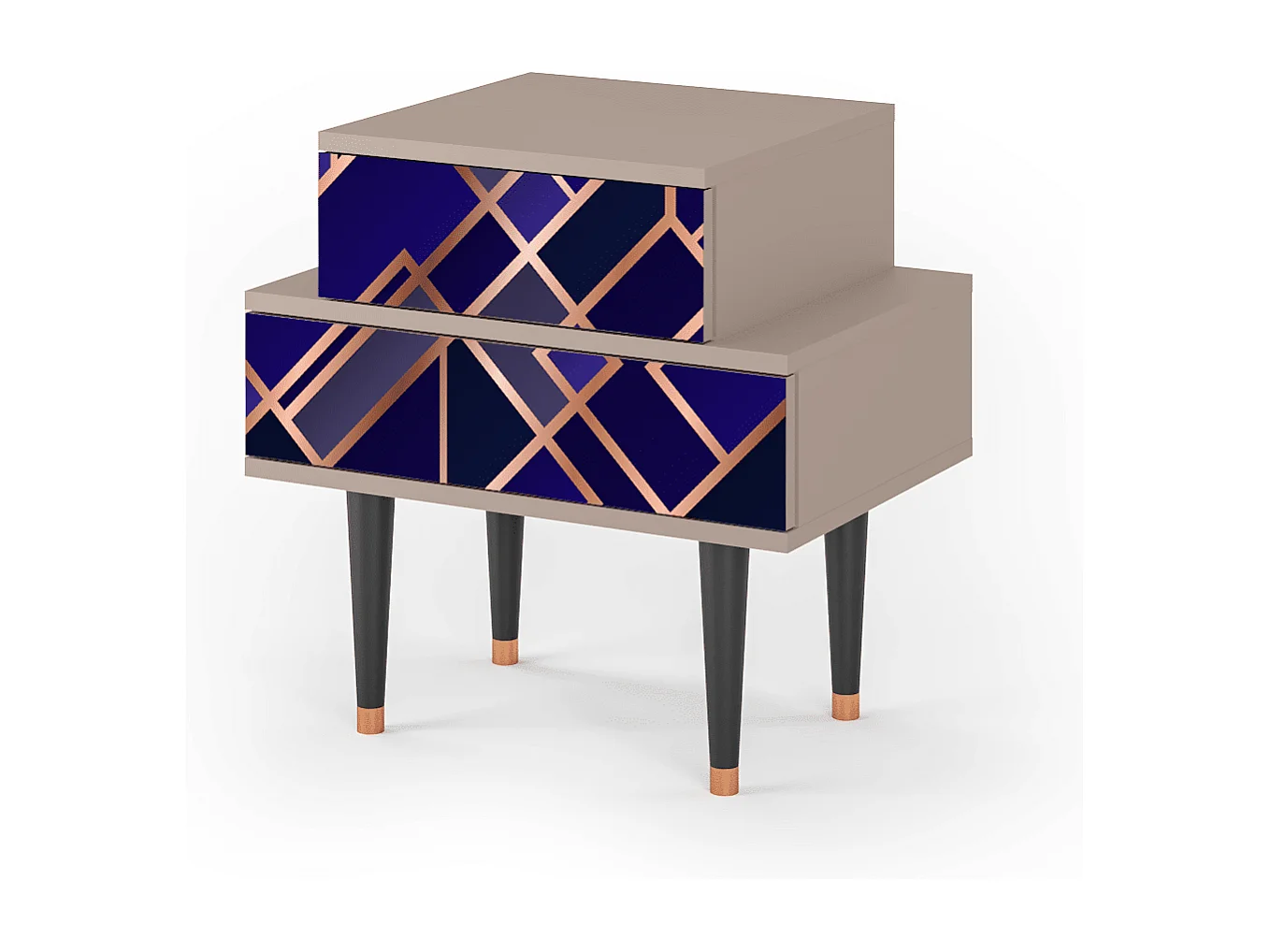 Table de nuit - 58х58х41 cm - NS1 - Aquamarine Getsby, Latte