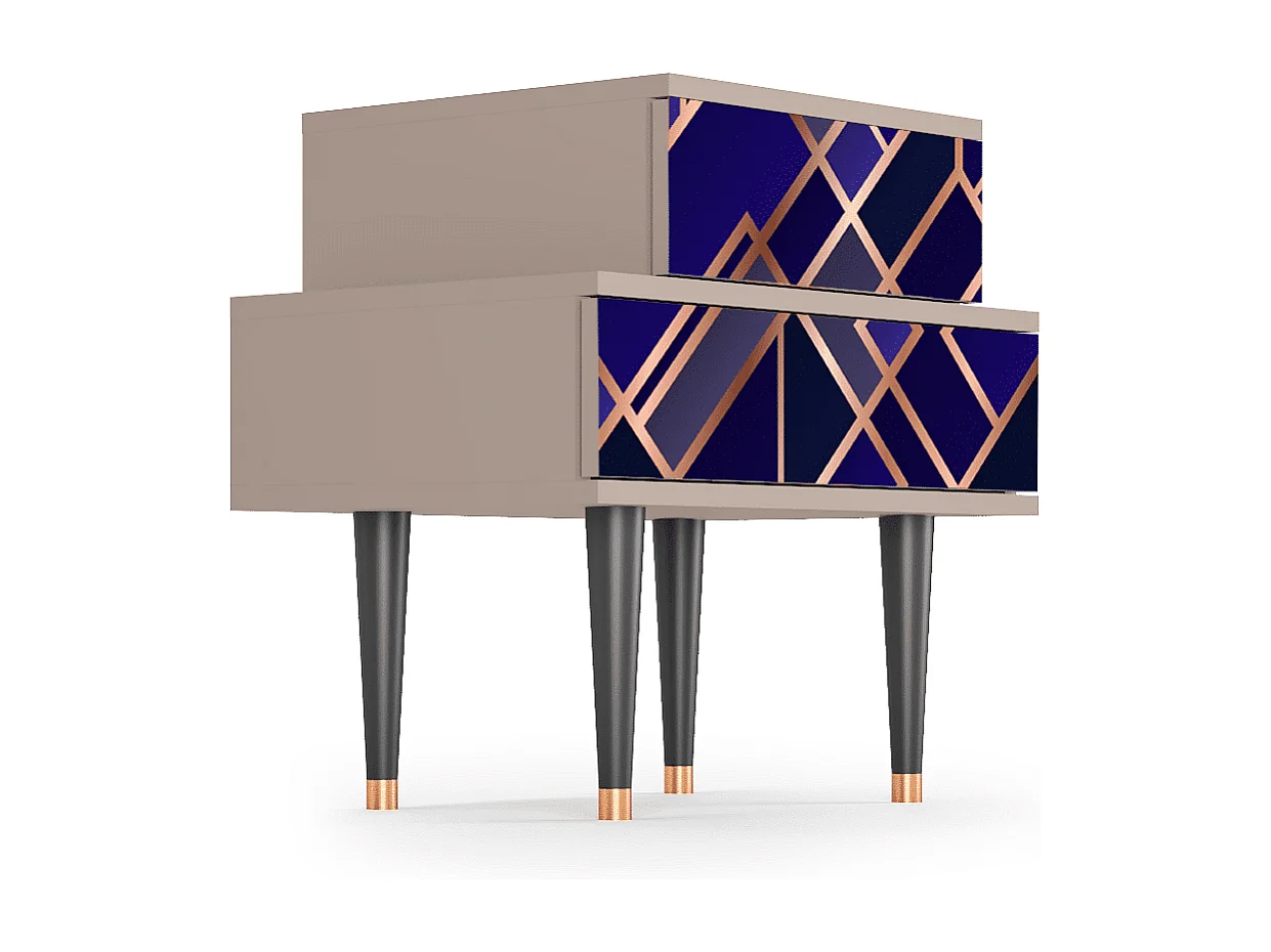 Table de nuit - 58х58х41 cm - NS1 - Aquamarine Getsby, Latte