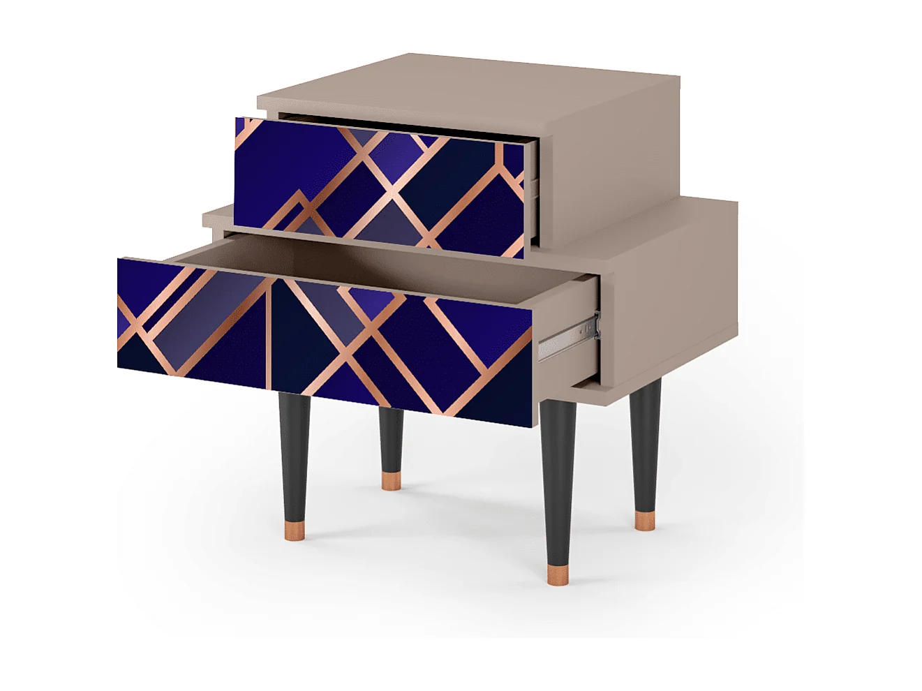 Table de nuit - 58х58х41 cm - NS1 - Aquamarine Getsby, Latte