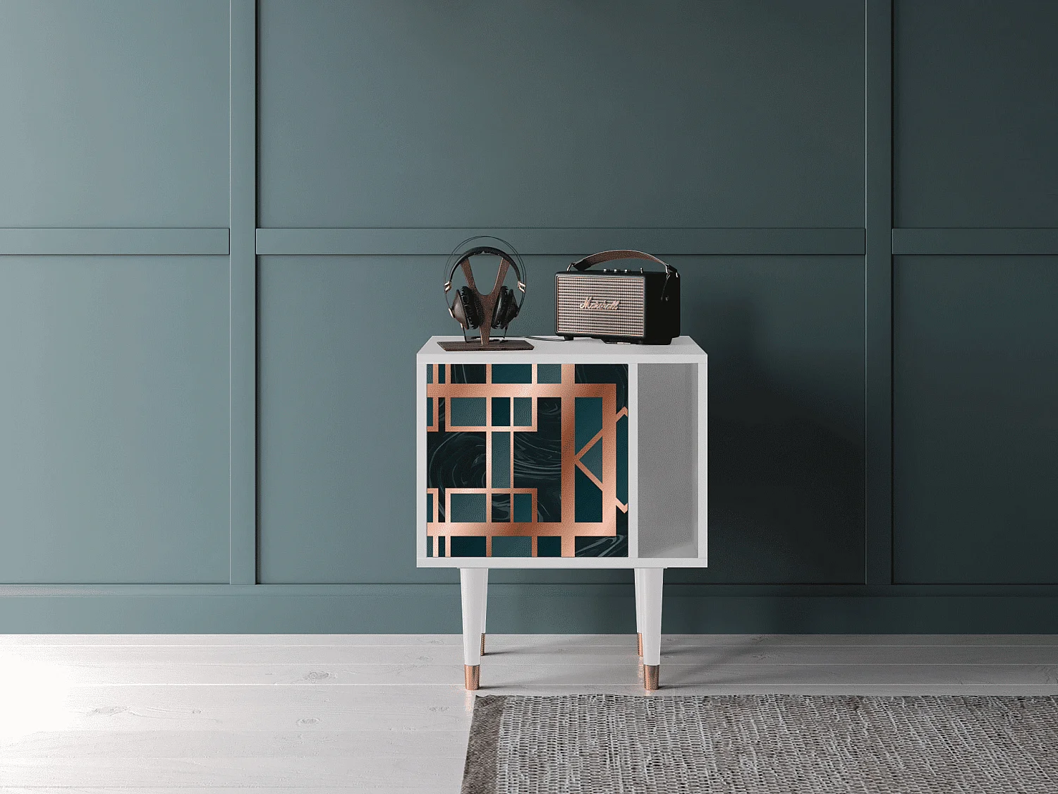 Stolik nocny - 57х69х48 cm - S2 - Emerald Metro, Biały