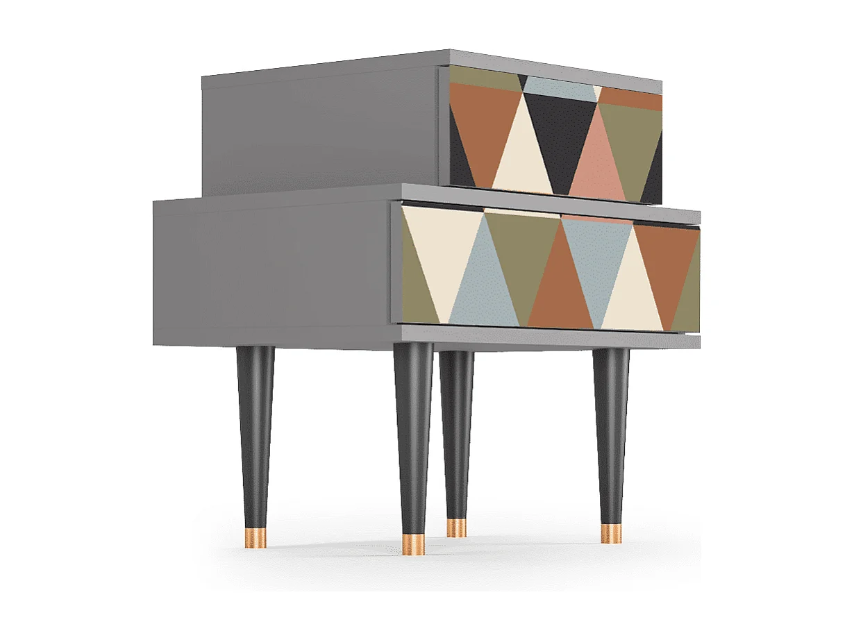 Stolik nocny - 58х58х41 cm - NS1 - Royal Triangles, Szary