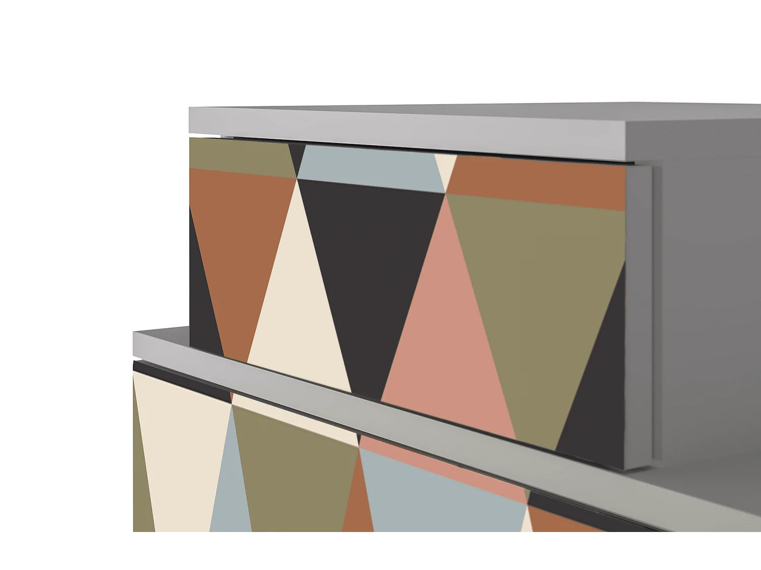 Stolik nocny - 58х58х41 cm - NS1 - Royal Triangles, Szary