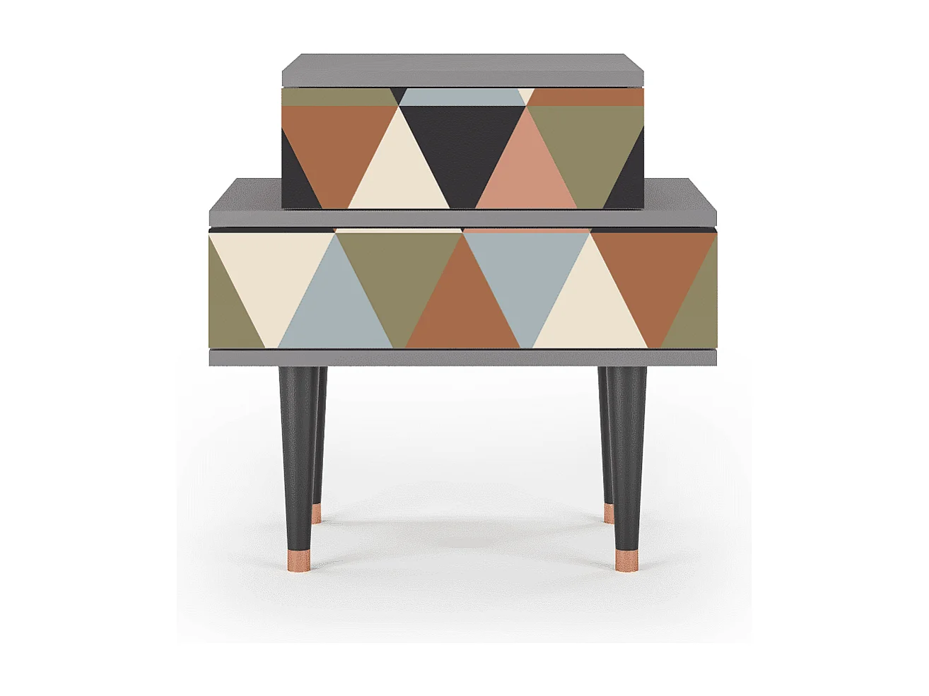 Table de nuit - 58х58х41 cm - NS1 - Royal Triangles, Gris