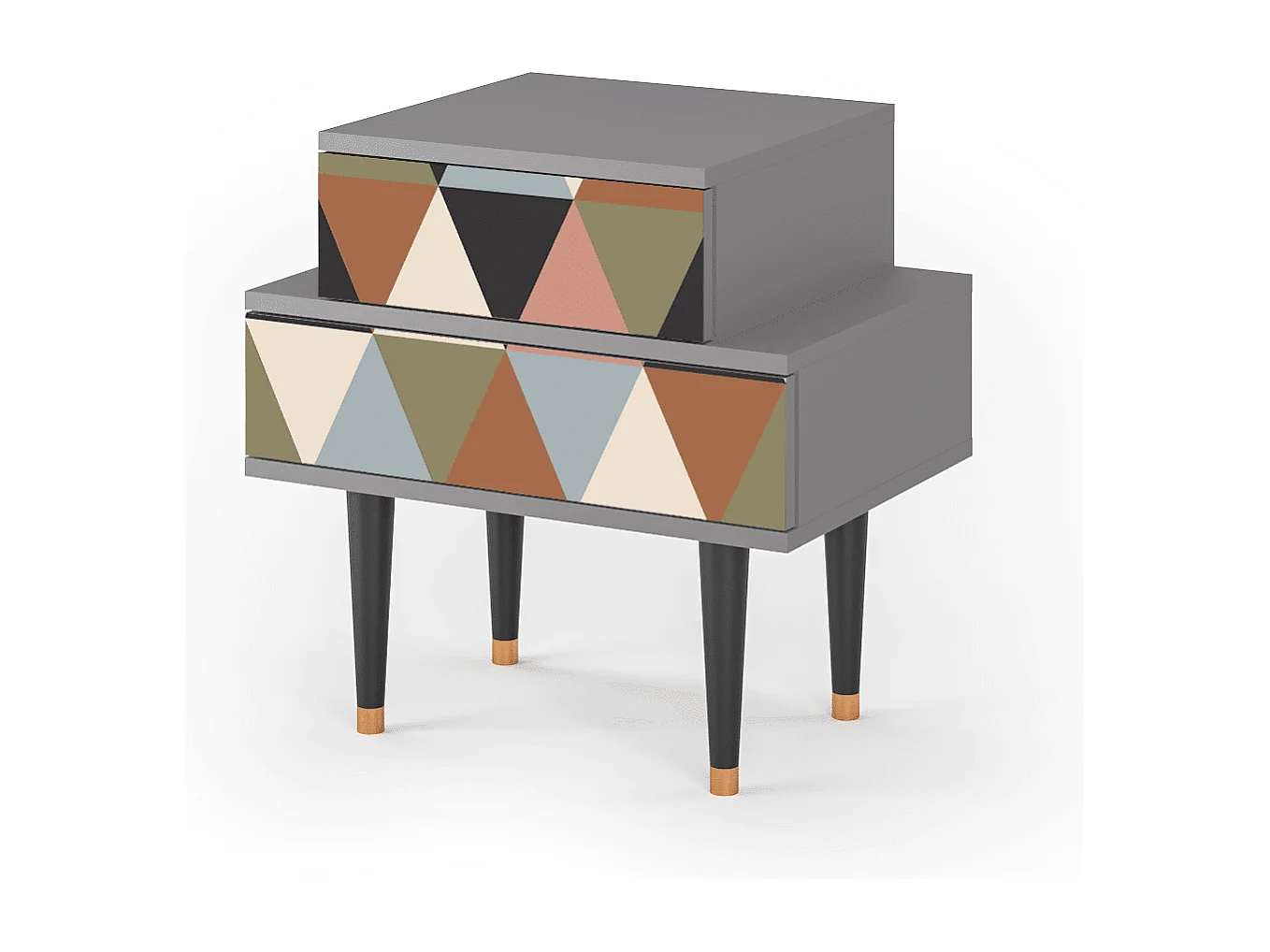 Table de nuit - 58х58х41 cm - NS1 - Royal Triangles, Gris