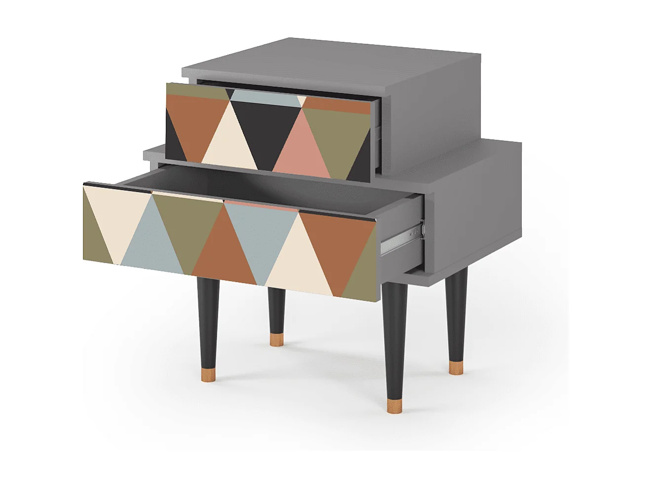 Table de nuit - 58х58х41 cm - NS1 - Royal Triangles, Gris