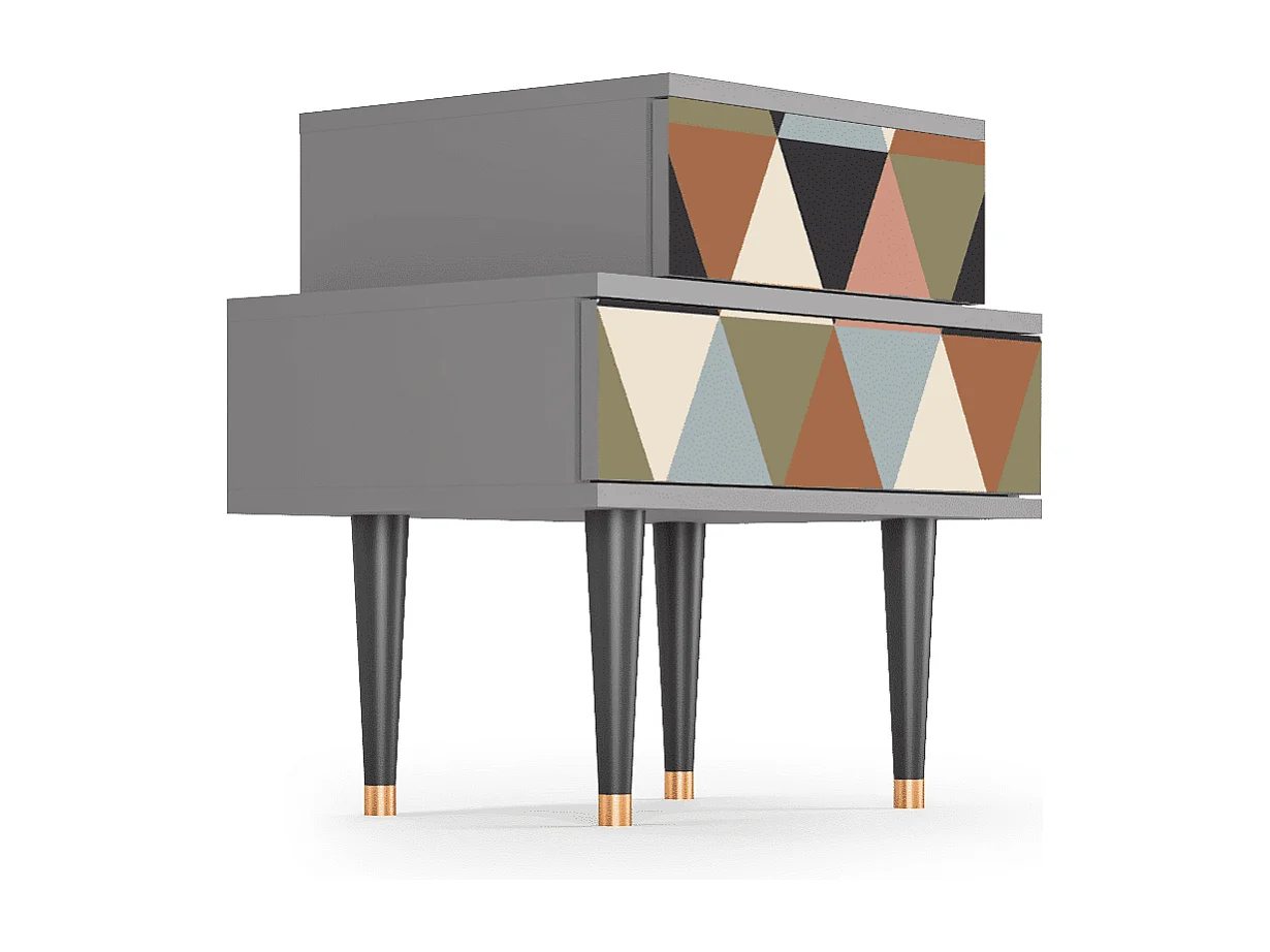 Stolik nocny - 58х58х41 cm - NS1 - Royal Triangles, Szary