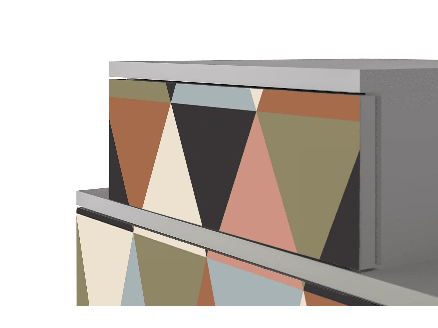 Stolik nocny - 58х58х41 cm - NS1 - Royal Triangles, Szary