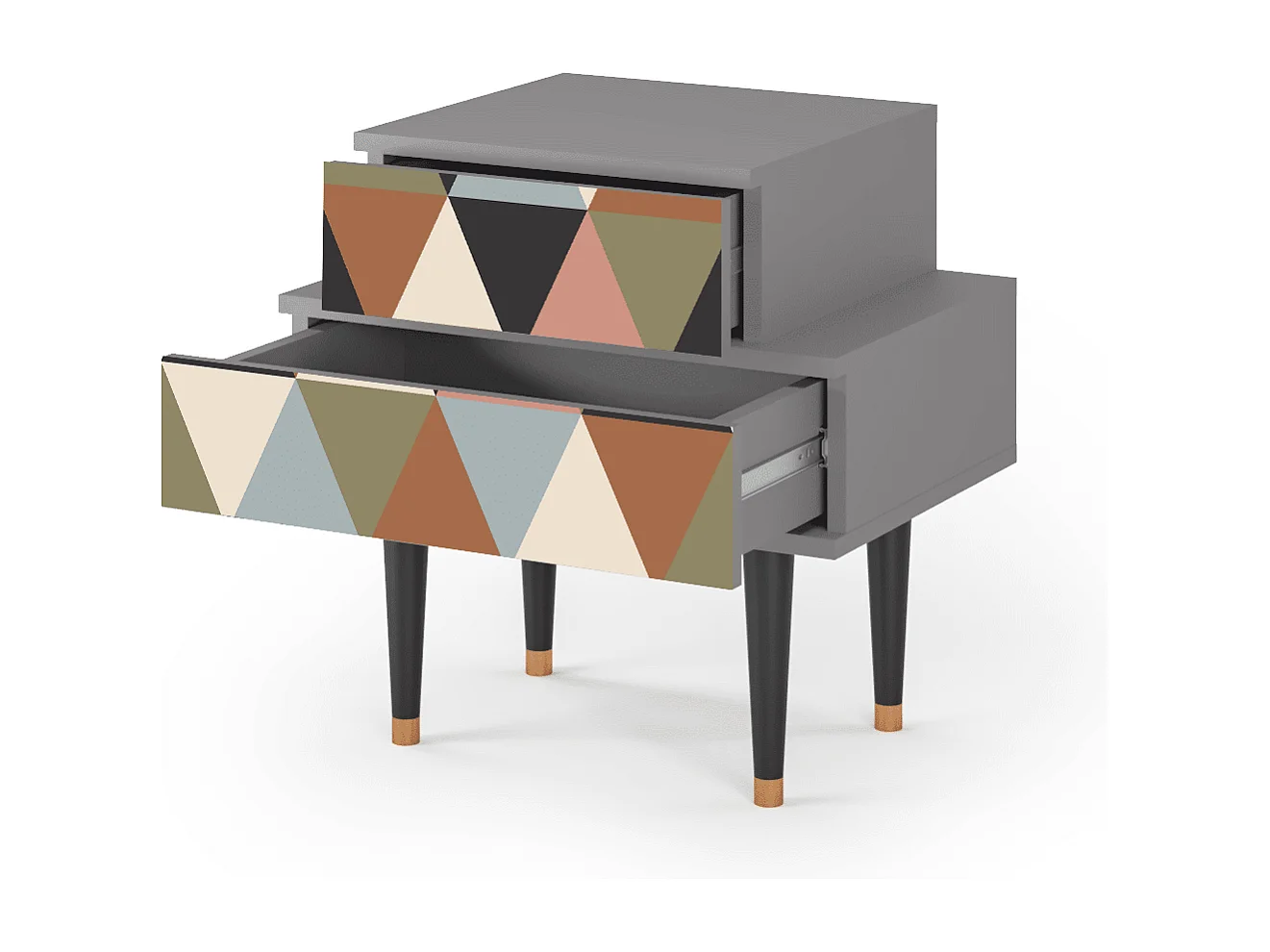 Stolik nocny - 58х58х41 cm - NS1 - Royal Triangles, Szary