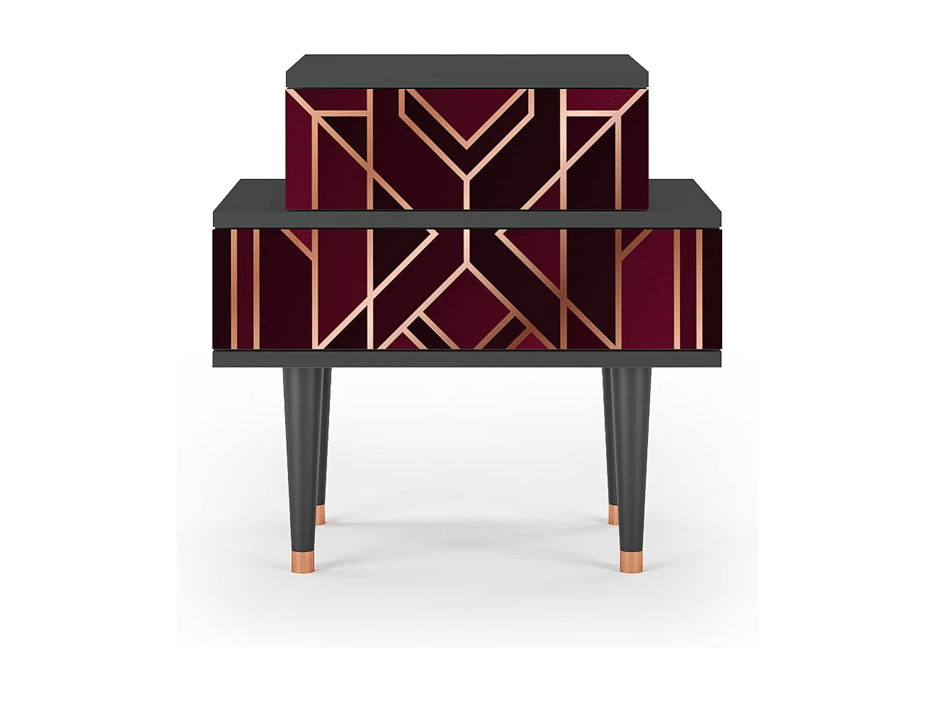 Stolik nocny - 58х58х41 cm - NS1 - Burgundy Jewelery, Antracyt