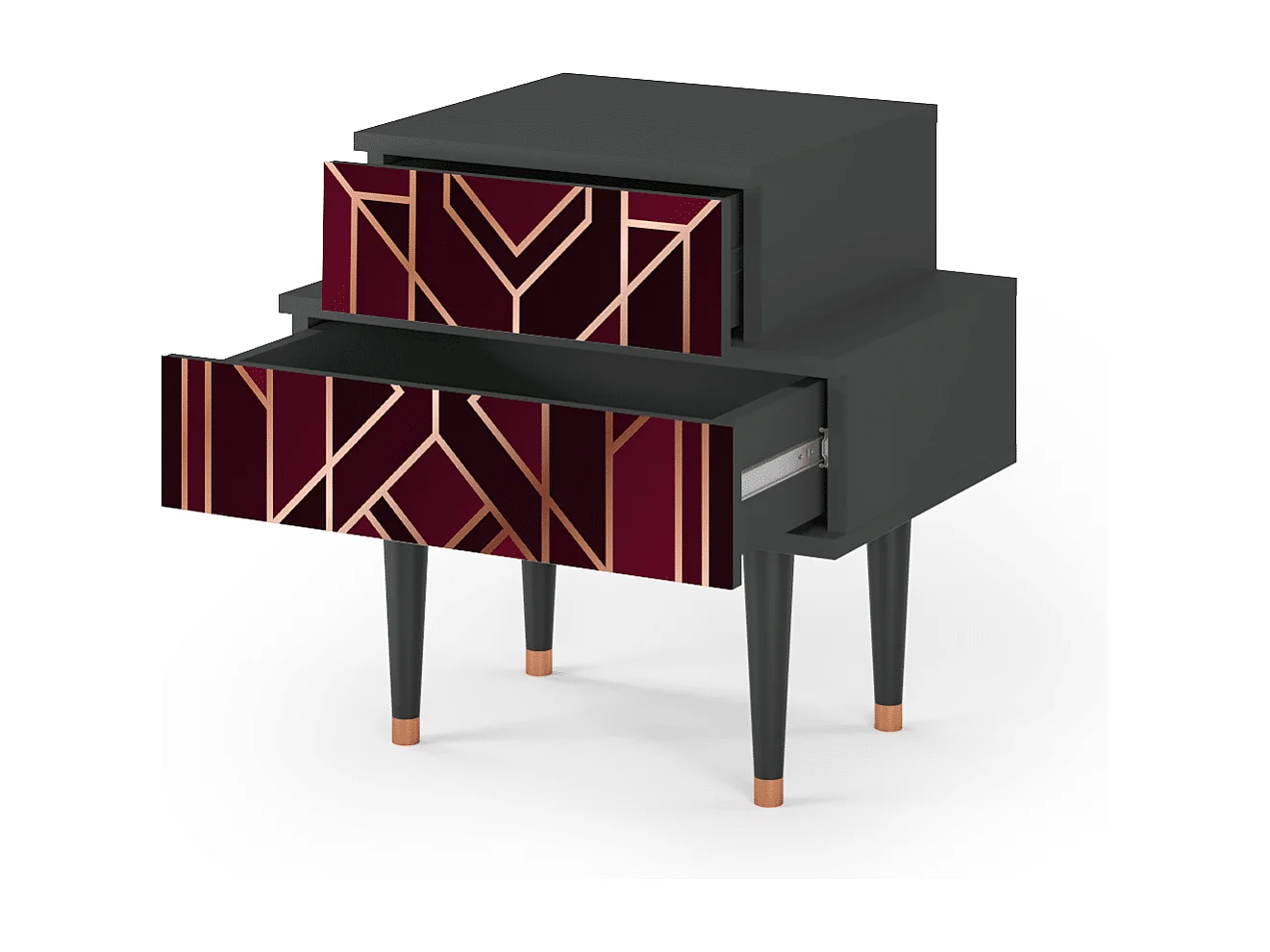 Stolik nocny - 58х58х41 cm - NS1 - Burgundy Jewelery, Antracyt