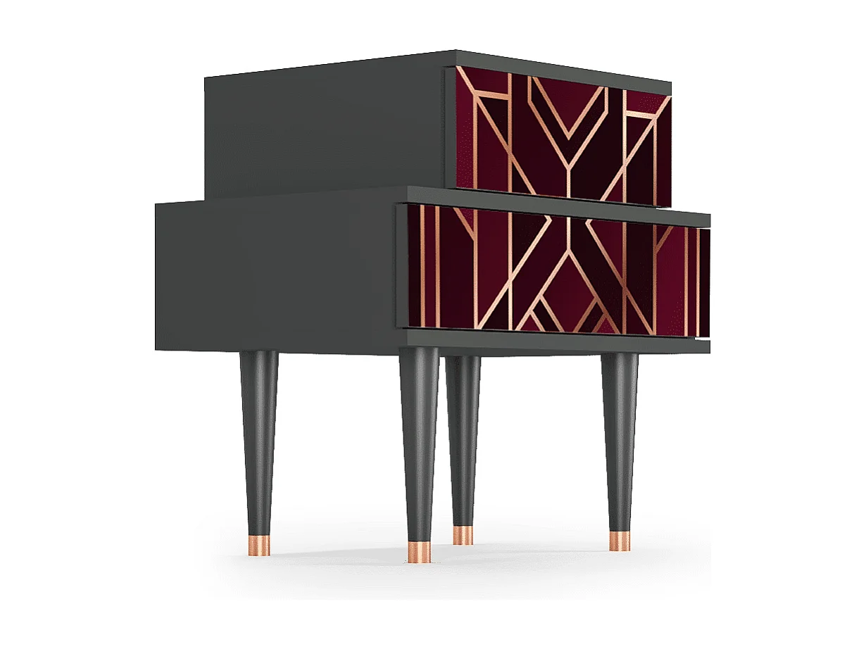 Table de nuit - 58х58х41 cm - NS1 - Burgundy Jewelery, Anthracite