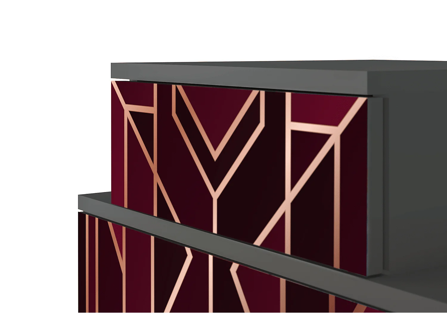 Table de nuit - 58х58х41 cm - NS1 - Burgundy Jewelery, Anthracite
