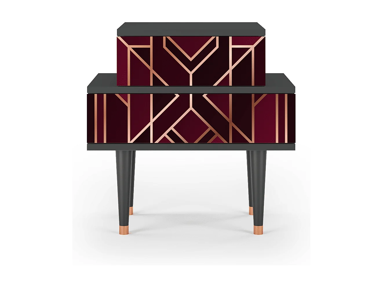 Stolik nocny - 58х58х41 cm - NS1 - Burgundy Jewelery, Antracyt