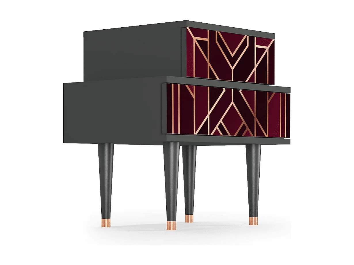 Stolik nocny - 58х58х41 cm - NS1 - Burgundy Jewelery, Antracyt