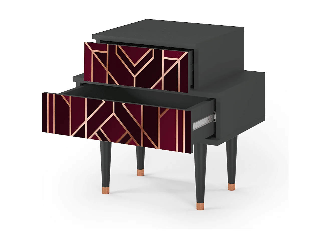 Stolik nocny - 58х58х41 cm - NS1 - Burgundy Jewelery, Antracyt