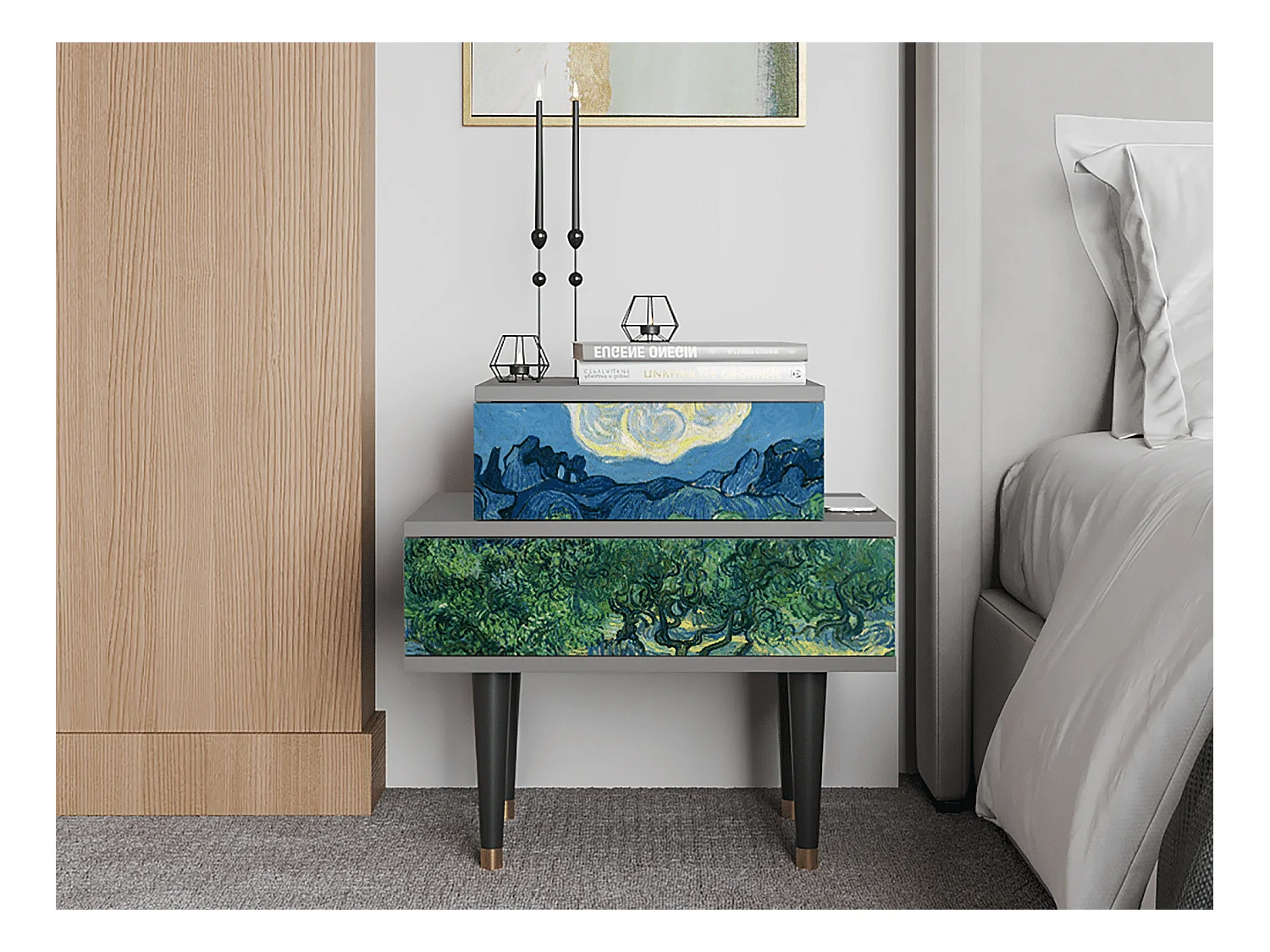Table de nuit - 58х58х41 cm - NS1 - The Oil Trees, Gris