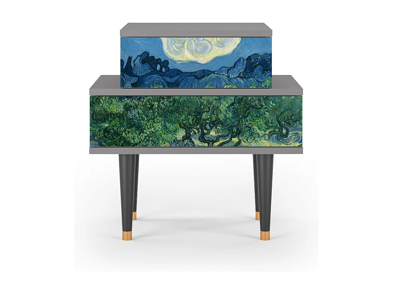 Mesita de noche - 58х58х41 cm - NS1 - The Oil Trees, Gris