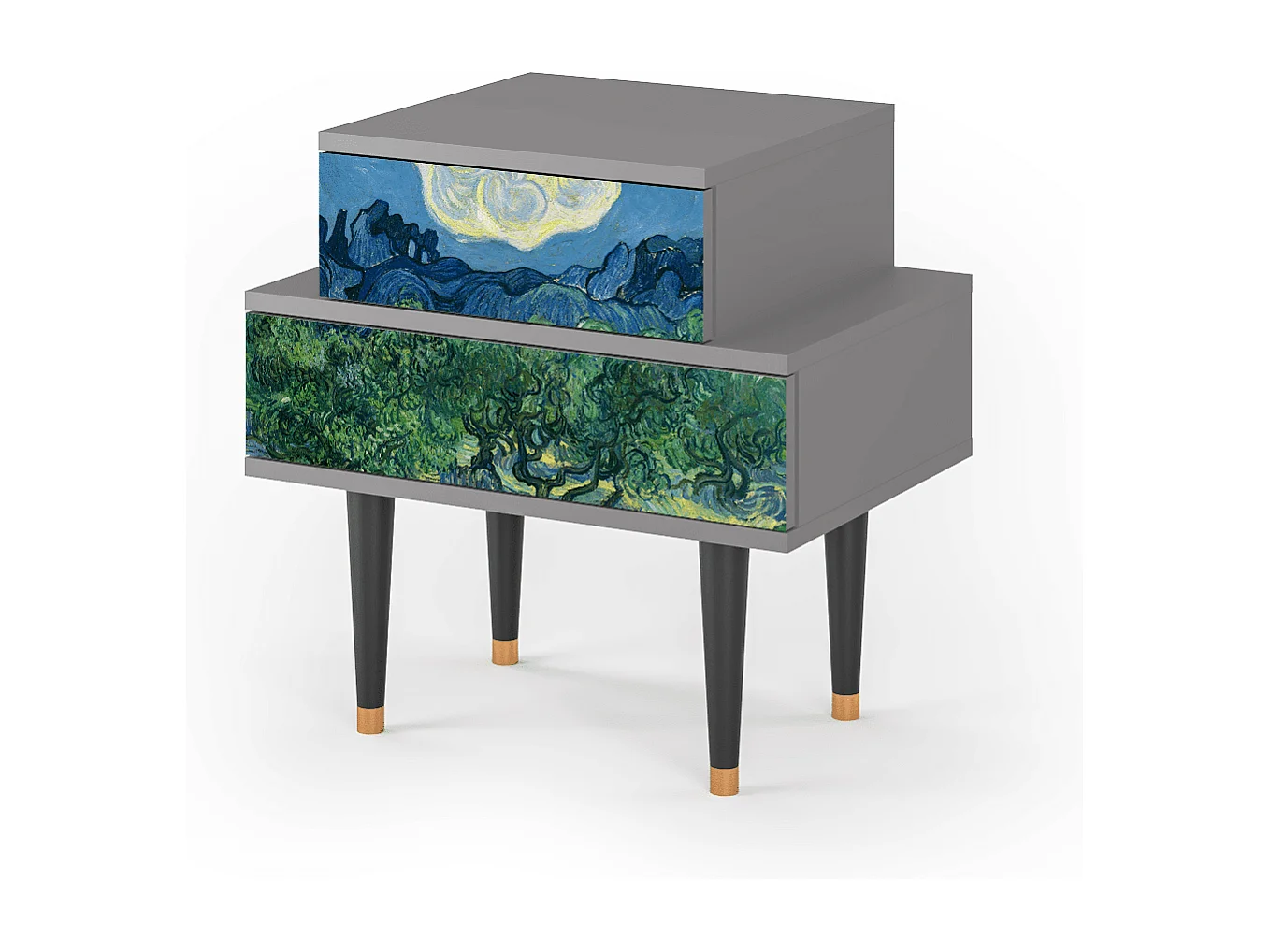 Mesita de noche - 58х58х41 cm - NS1 - The Oil Trees, Gris