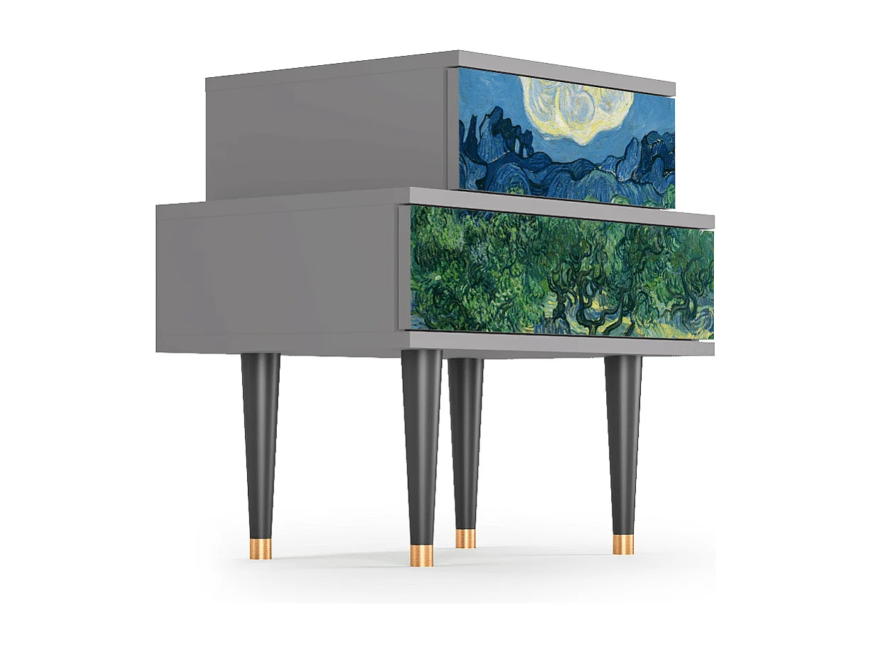 Mesita de noche - 58х58х41 cm - NS1 - The Oil Trees, Gris