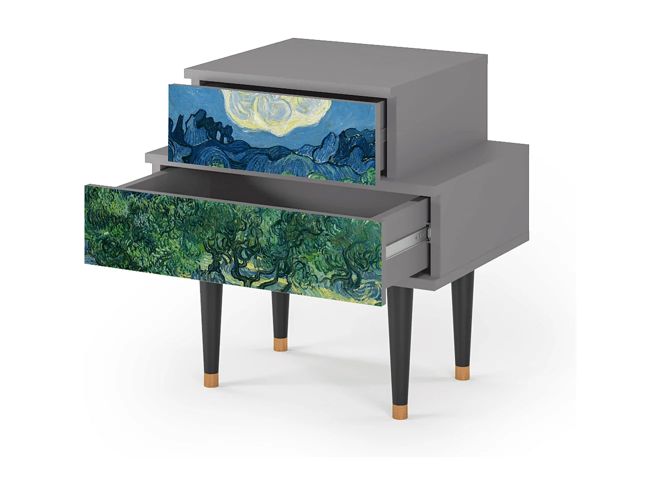 Mesita de noche - 58х58х41 cm - NS1 - The Oil Trees, Gris