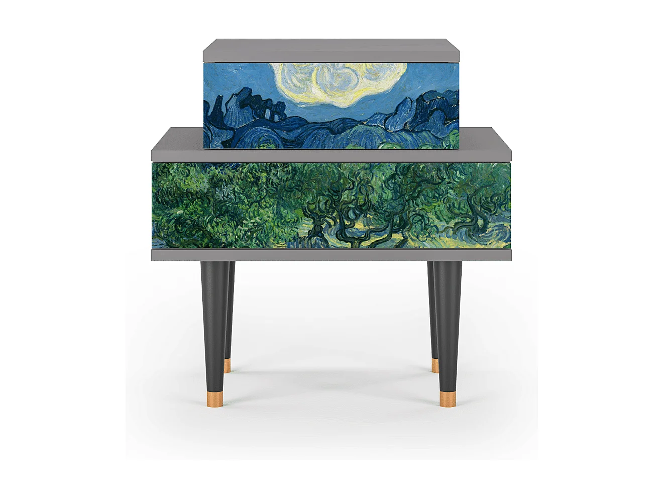 Stolik nocny - 58х58х41 cm - NS1 - The Oil Trees, Szary