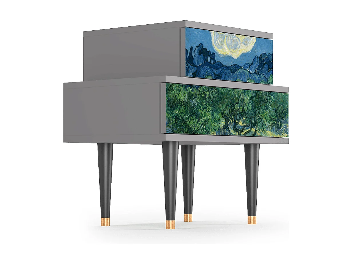 Stolik nocny - 58х58х41 cm - NS1 - The Oil Trees, Szary