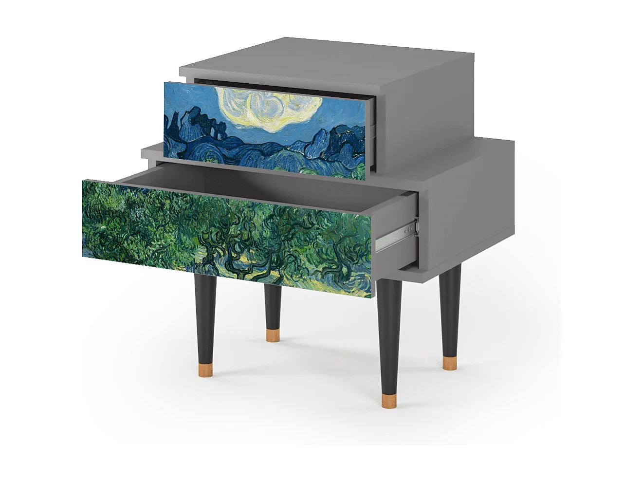 Stolik nocny - 58х58х41 cm - NS1 - The Oil Trees, Szary