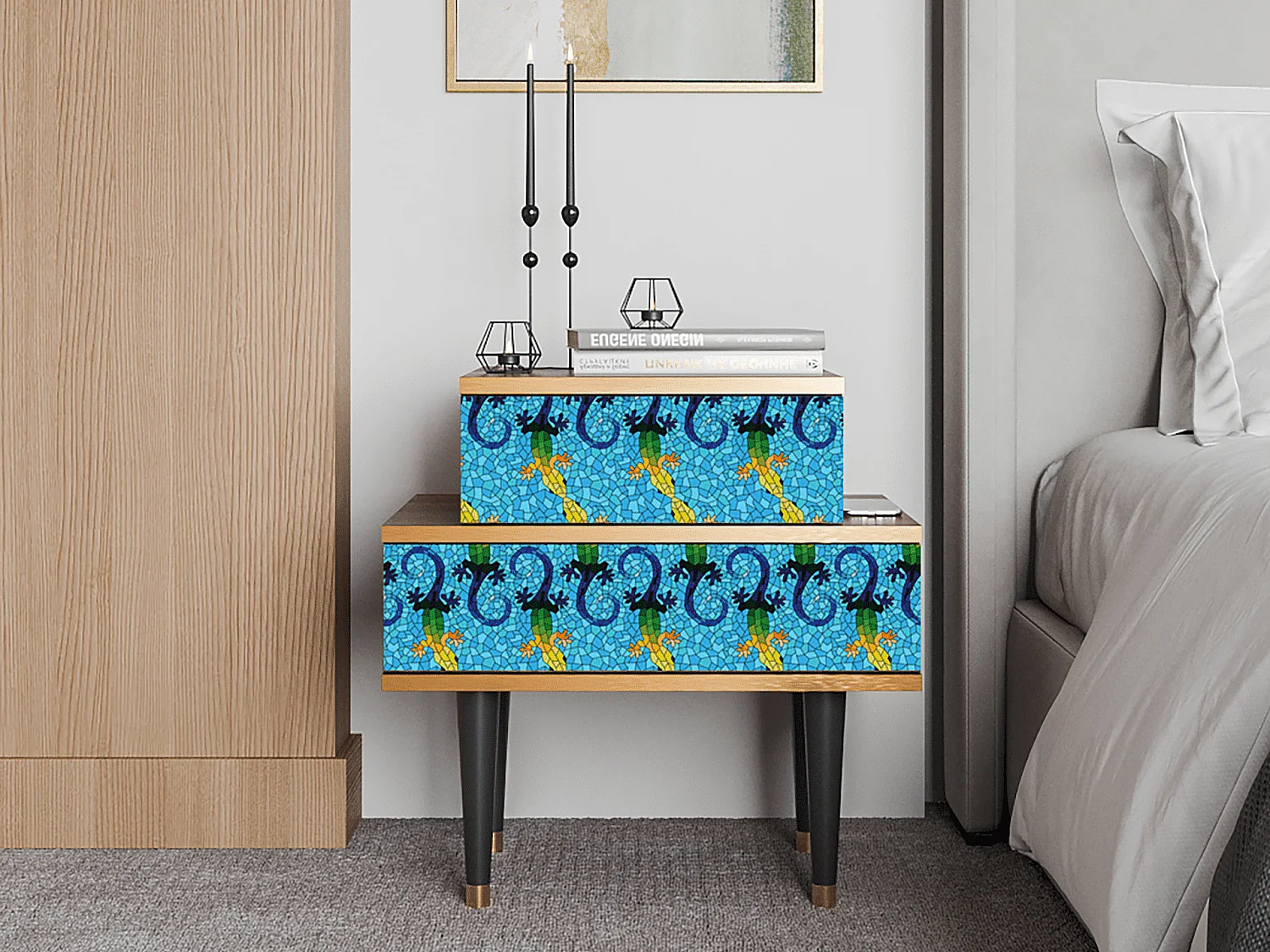 Table de nuit - 58х58х41 cm - NS1 - Gaudi's Lizard, Noyer