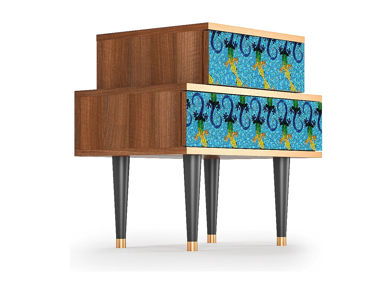 Table de nuit - 58х58х41 cm - NS1 - Gaudi's Lizard, Noyer