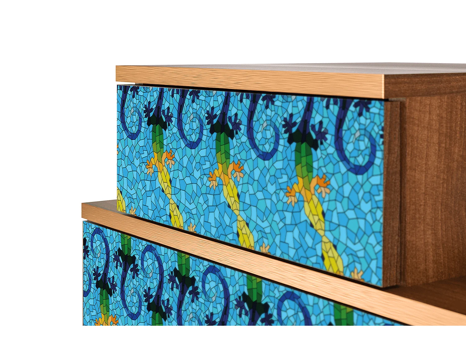 Stolik nocny - 58х58х41 cm - NS1 - Gaudi's Lizard, Orzech