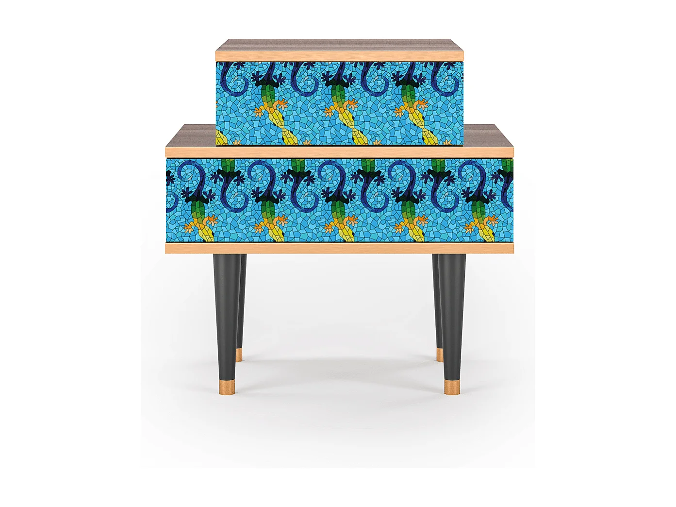 Stolik nocny - 58х58х41 cm - NS1 - Gaudi's Lizard, Orzech