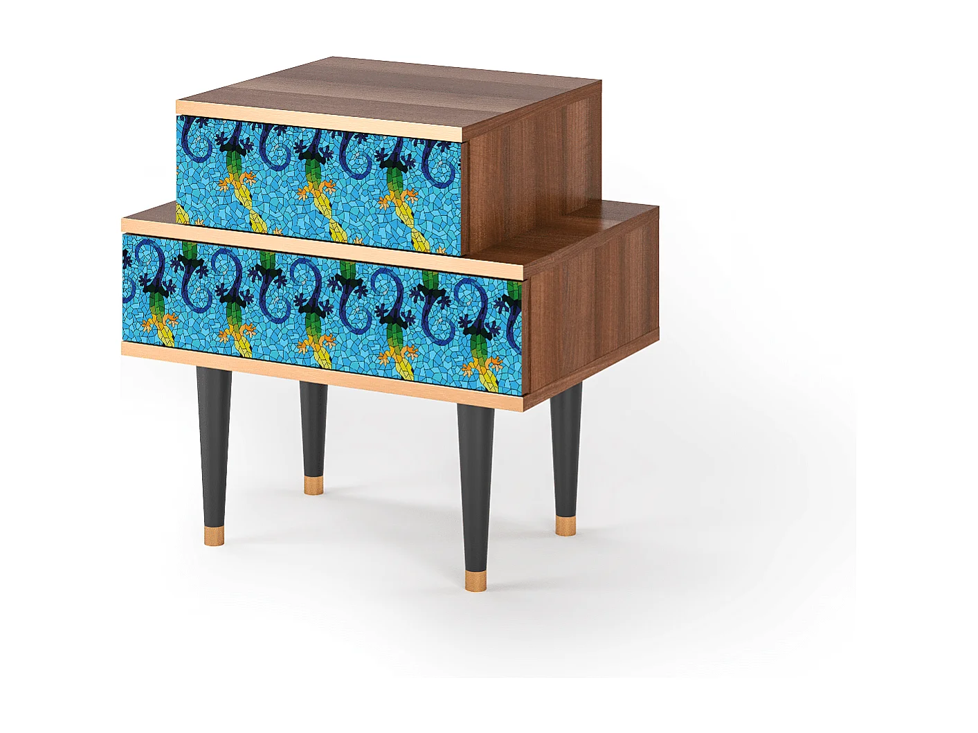 Stolik nocny - 58х58х41 cm - NS1 - Gaudi's Lizard, Orzech